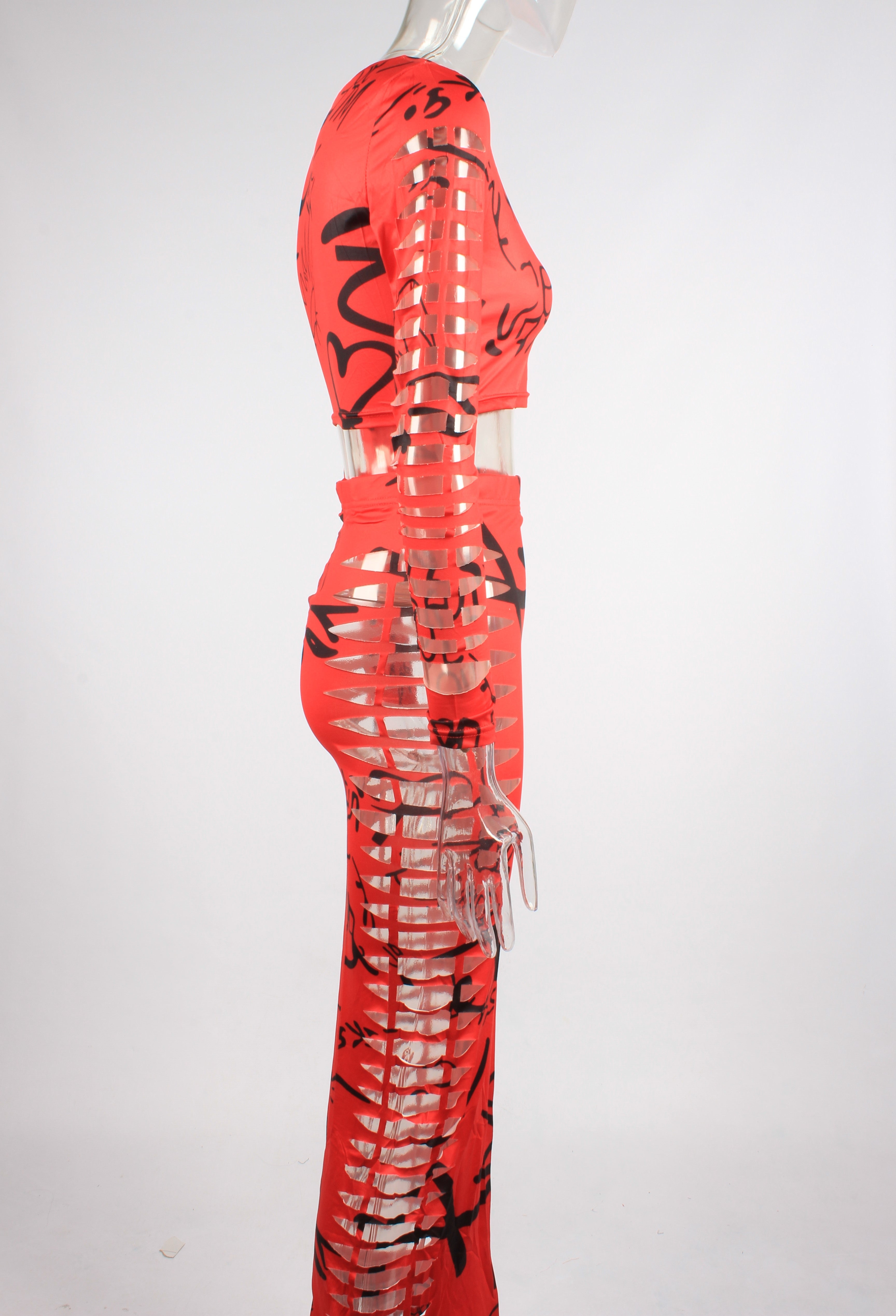 Hollow out two piece y2k set XD21