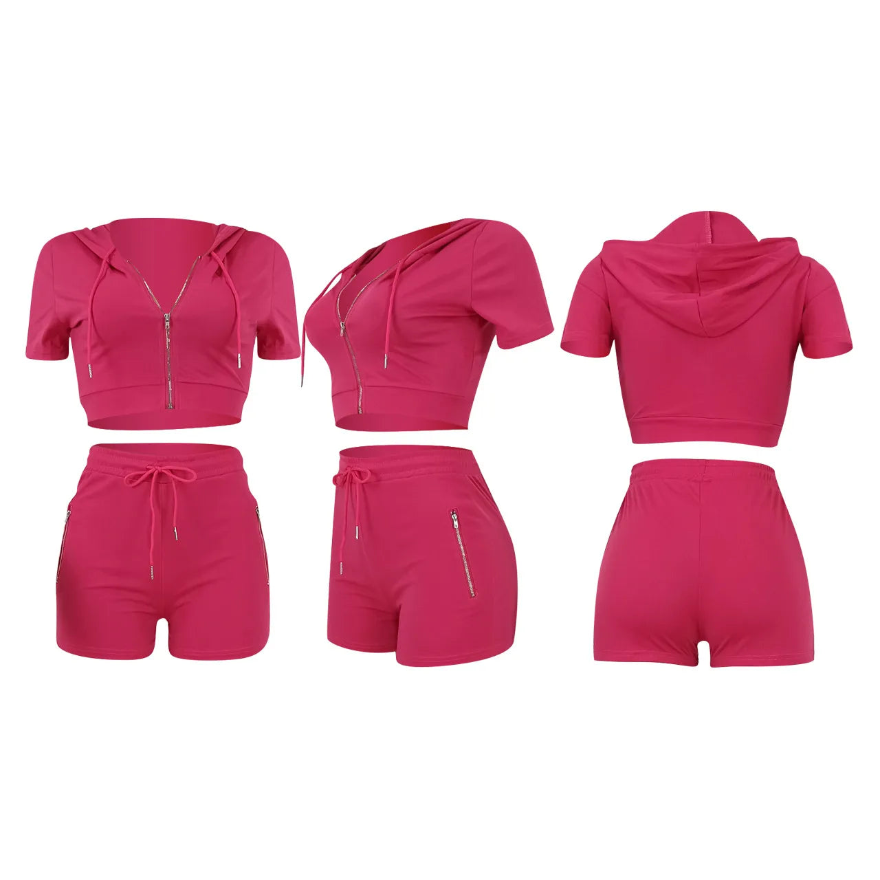 Hooded Crop Top & Shorts Two piece XD21