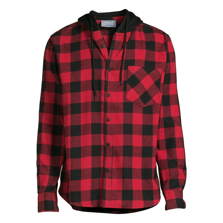 Hooded Flannel Shirt With Pockets XD21