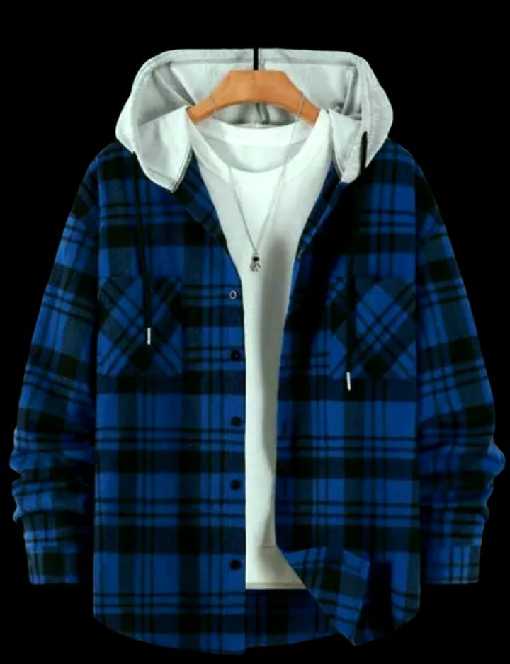 Hooded Flannel Shirt With Pockets XD21