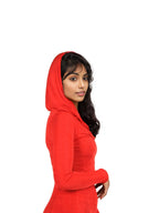 Hooded Sheer Maxi Bodycon Dress XD21