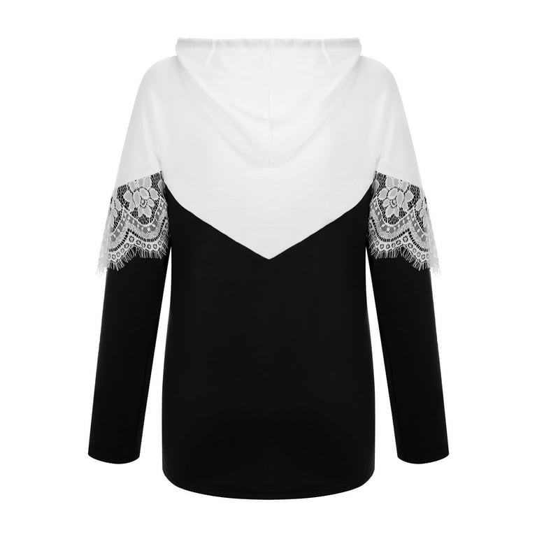 Hoodie Lace Sweatshirt Long Sleeve Pullover Top XD21