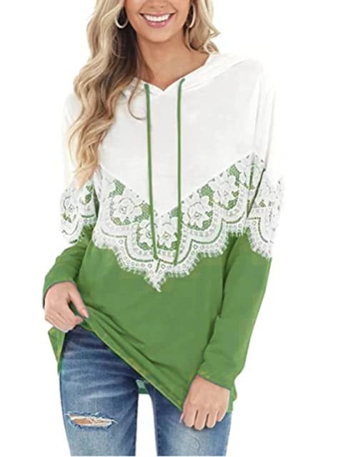 Hoodie Lace Sweatshirt Long Sleeve Pullover Top XD21