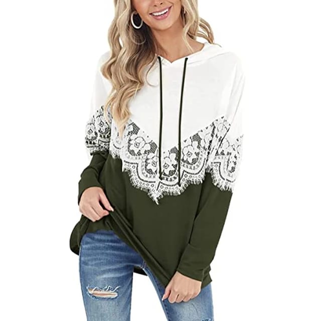 Hoodie Lace Sweatshirt Long Sleeve Pullover Top XD21