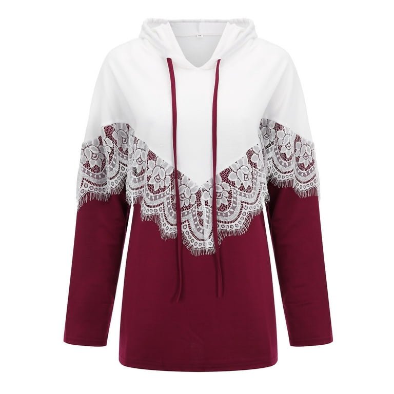 Hoodie Lace Sweatshirt Long Sleeve Pullover Top XD21