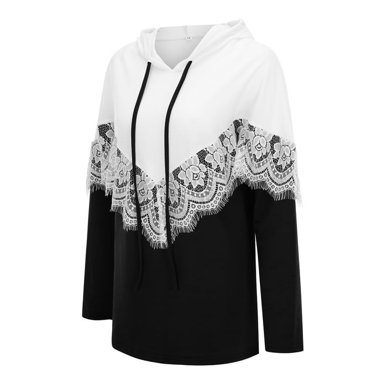 Hoodie Lace Sweatshirt Long Sleeve Pullover Top XD21