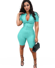 Athleisure Women Casual Sports Short Sleeves Jumpsuit Set