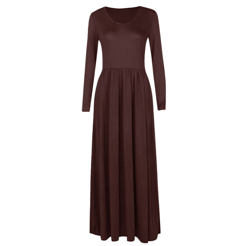 Long Sleeve Round Neck Maxi Dress