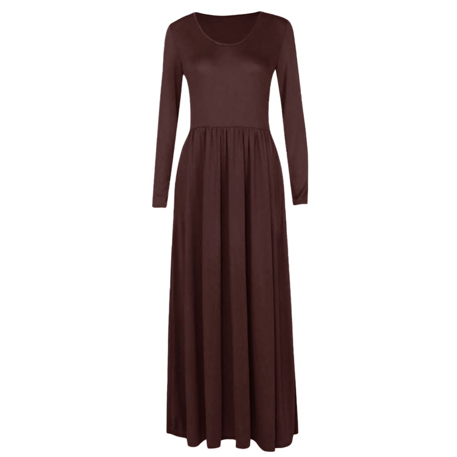 Long Sleeve Round Neck Maxi Dress