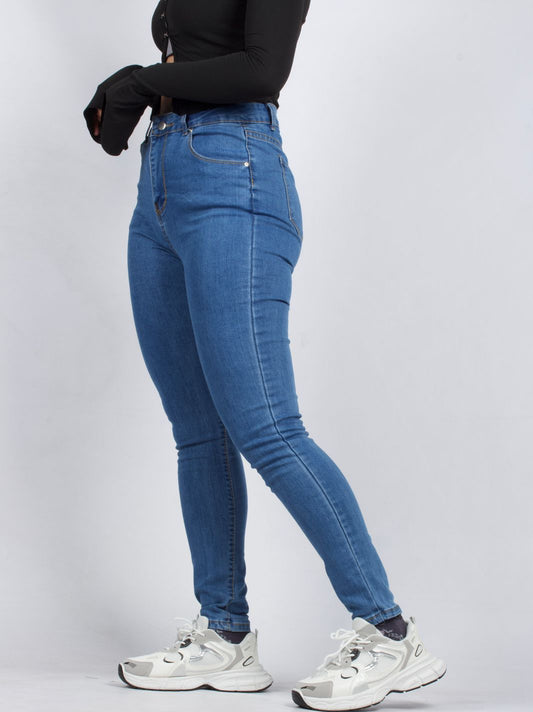 Classic High-Waisted Skinny Blue Denim Jeans - XD80