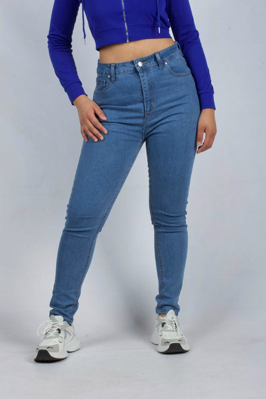 Skinny Blue Denim High-Waisted Jeans - XD83