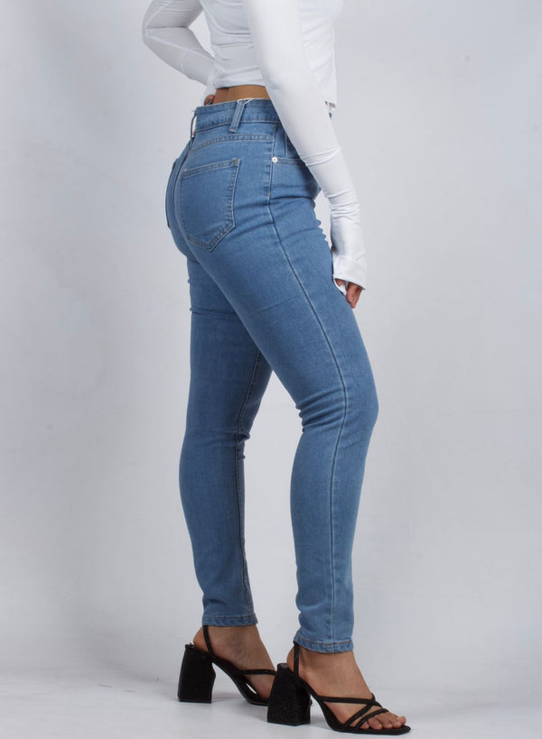 Classic High-Waisted Skinny Blue Denim Jeans - XD79