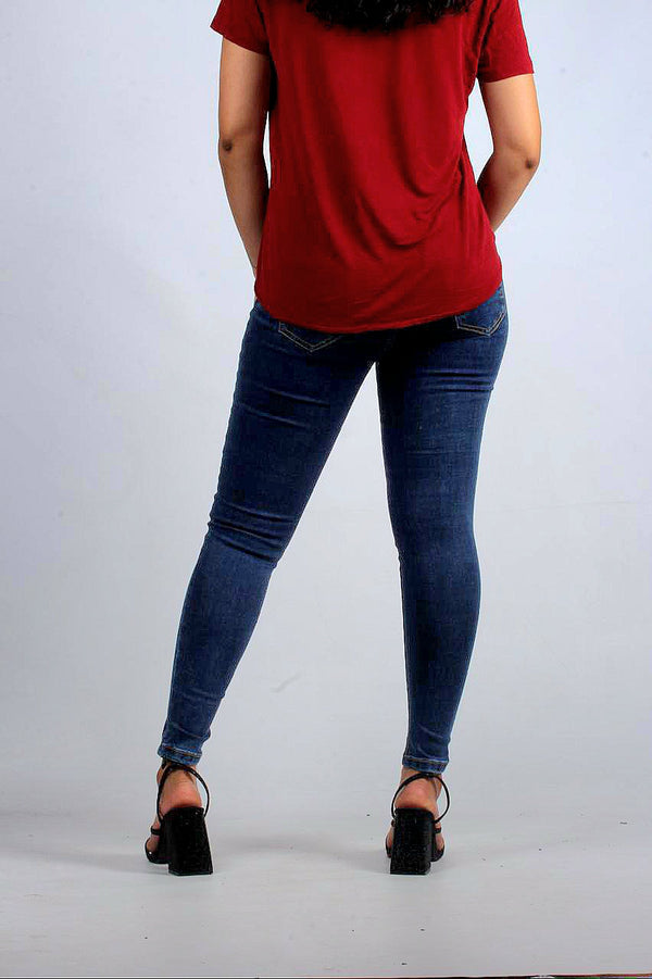 Classic High-Waisted Dark Skinny Jeans K2040