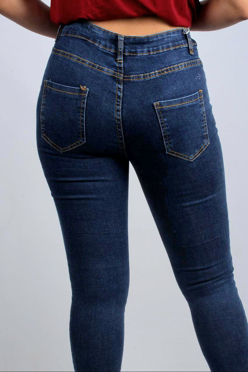 Classic High-Waisted Dark Skinny Jeans K2040