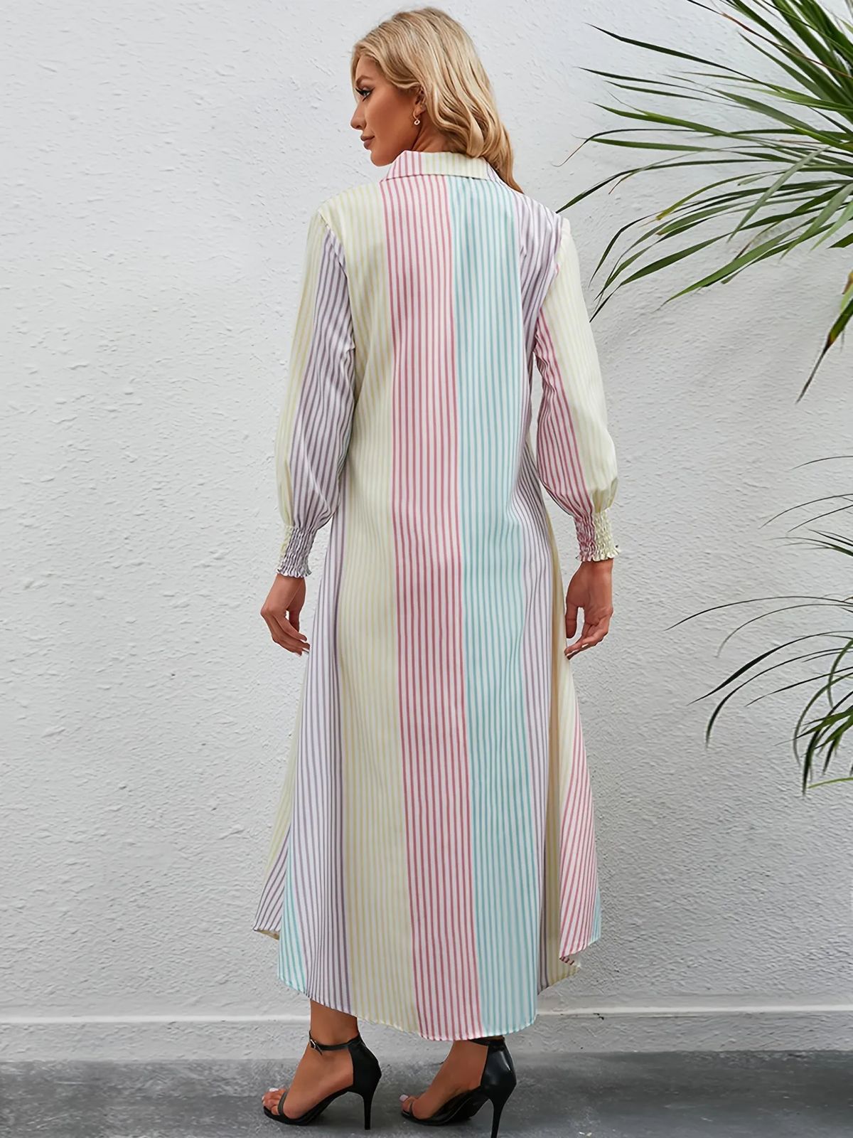 Vibrant Loose-Fit Striped Long Shirt Dress – Stylish & Comfortable