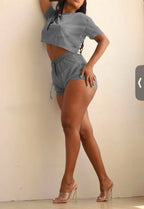 Mesh Sheer Crop Top and Shorts Matching Set