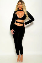 Long Sleeve Cut Out Cropped Top & Pants 2pc Set