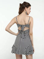 Striped A-line Mini Spaghetti Strap Dress