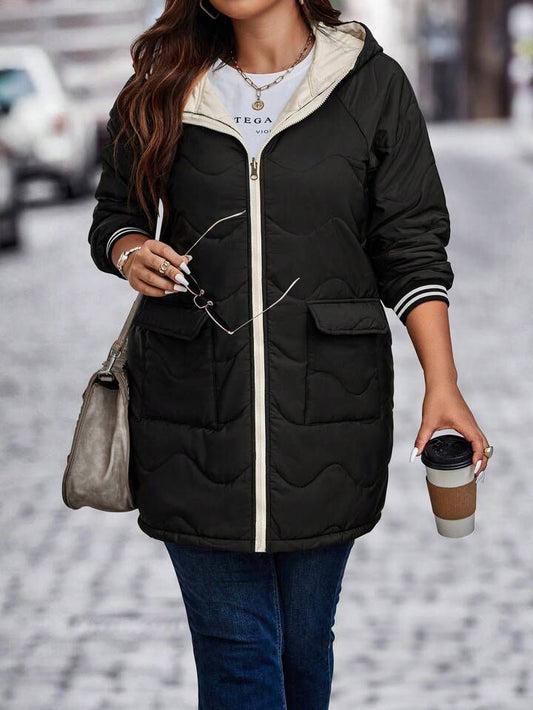 Women’s Black Hooded Puffer Jacket – Lightweight Winter Coat