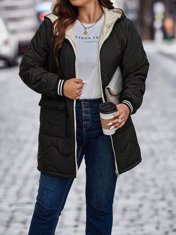 Women’s Black Hooded Puffer Jacket – Lightweight Winter Coat