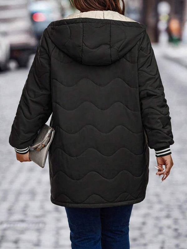 Women’s Black Hooded Puffer Jacket – Lightweight Winter Coat