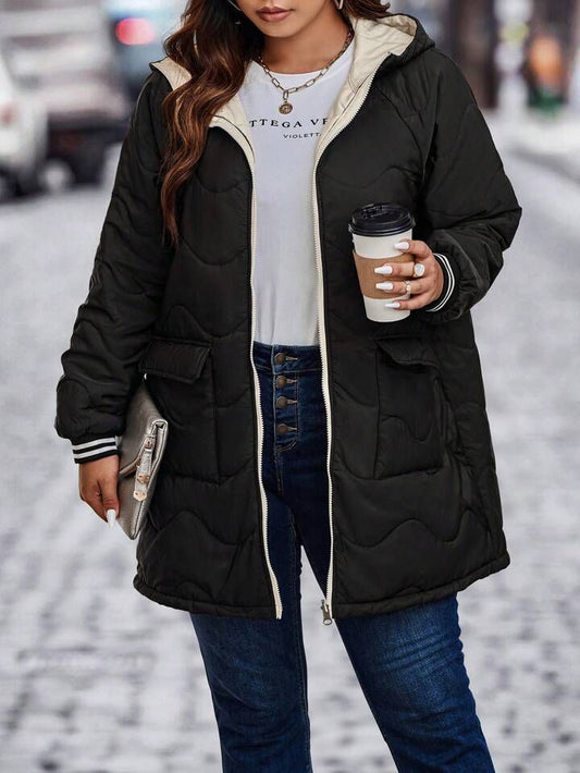 Women’s Black Hooded Puffer Jacket – Lightweight Winter Coat