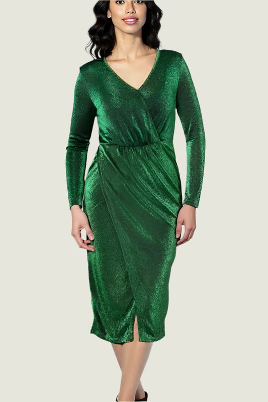 Radiant Beauty  Glittering Wrap Dress for Ultimate Glam