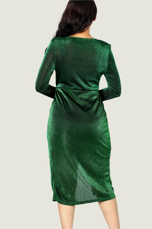 Radiant Beauty  Glittering Wrap Dress for Ultimate Glam