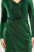 Radiant Beauty  Glittering Wrap Dress for Ultimate Glam