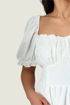 White High-Low Two Layer Curve Dress