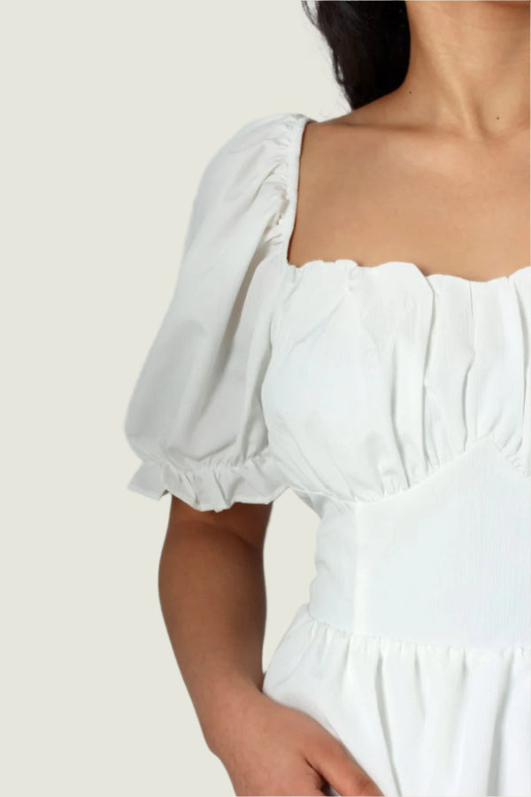 White High-Low Two Layer Curve Dress
