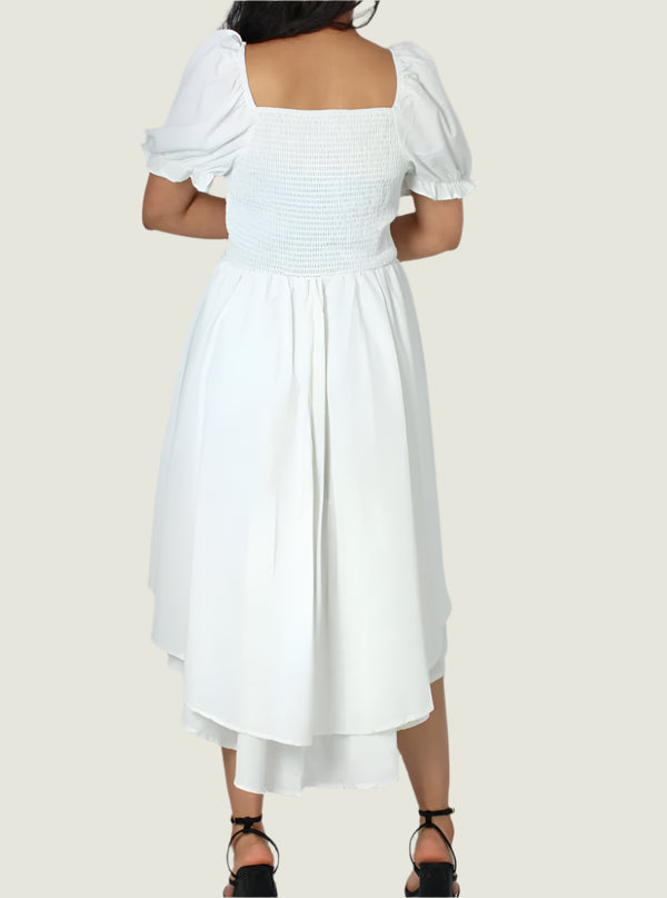 White High-Low Two Layer Curve Dress