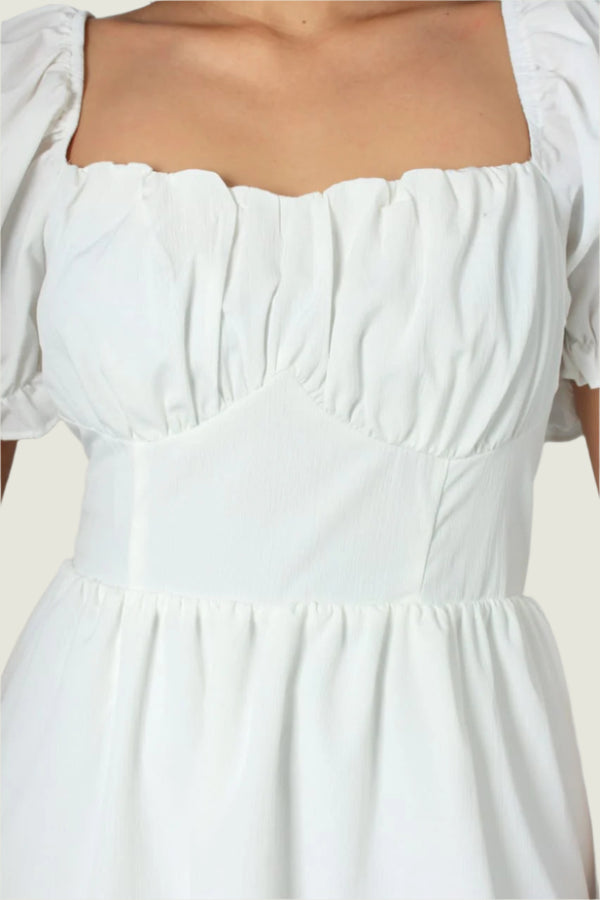 White High-Low Two Layer Curve Dress
