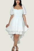 White High-Low Two Layer Curve Dress