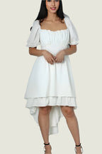 White High-Low Two Layer Curve Dress