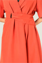 Elegant Wrap Style Midi Dress - Flutter Sleeves