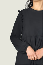 Frill Shoulders Tier Flowy Midi Dress