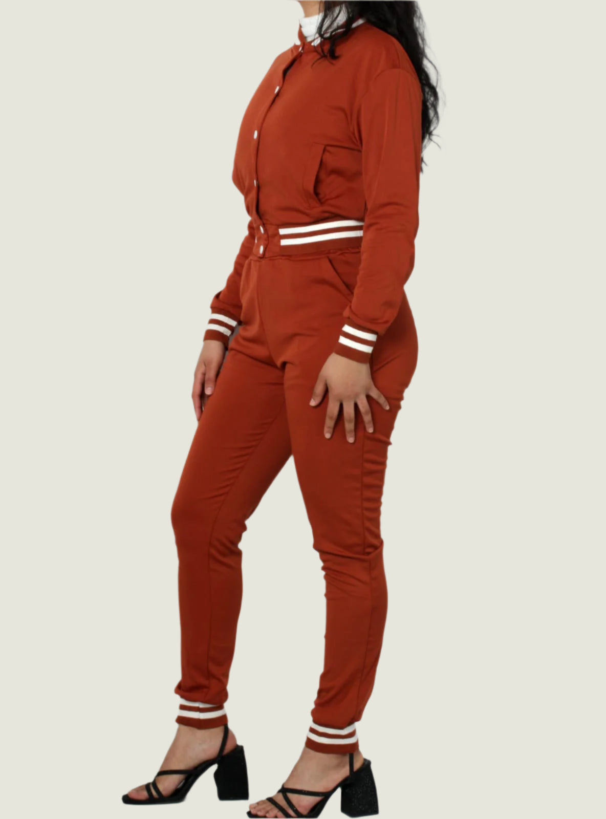 Crop Jacket With Tracksuit Two Piece Set