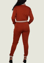 Crop Jacket With Tracksuit Two Piece Set