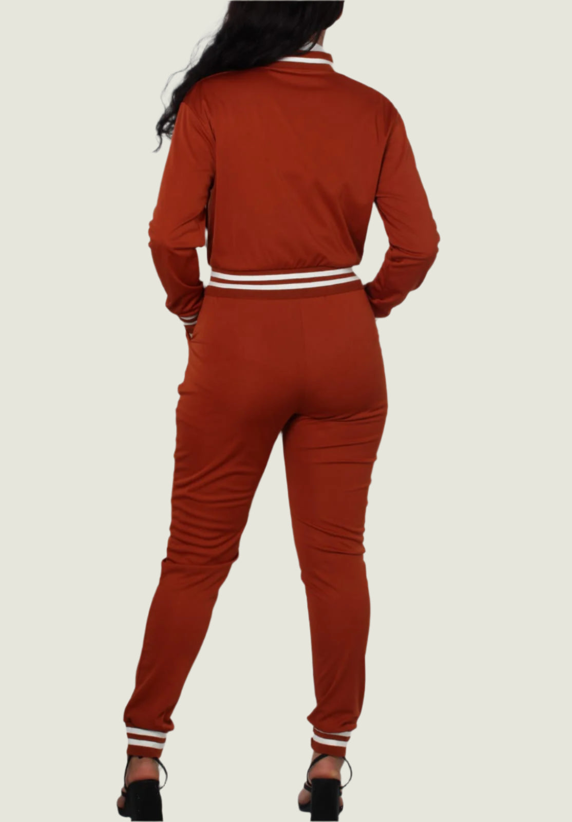Crop Jacket With Tracksuit Two Piece Set