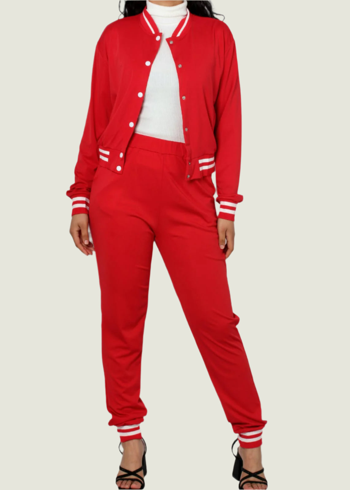 Crop Jacket With Tracksuit Two Piece Set