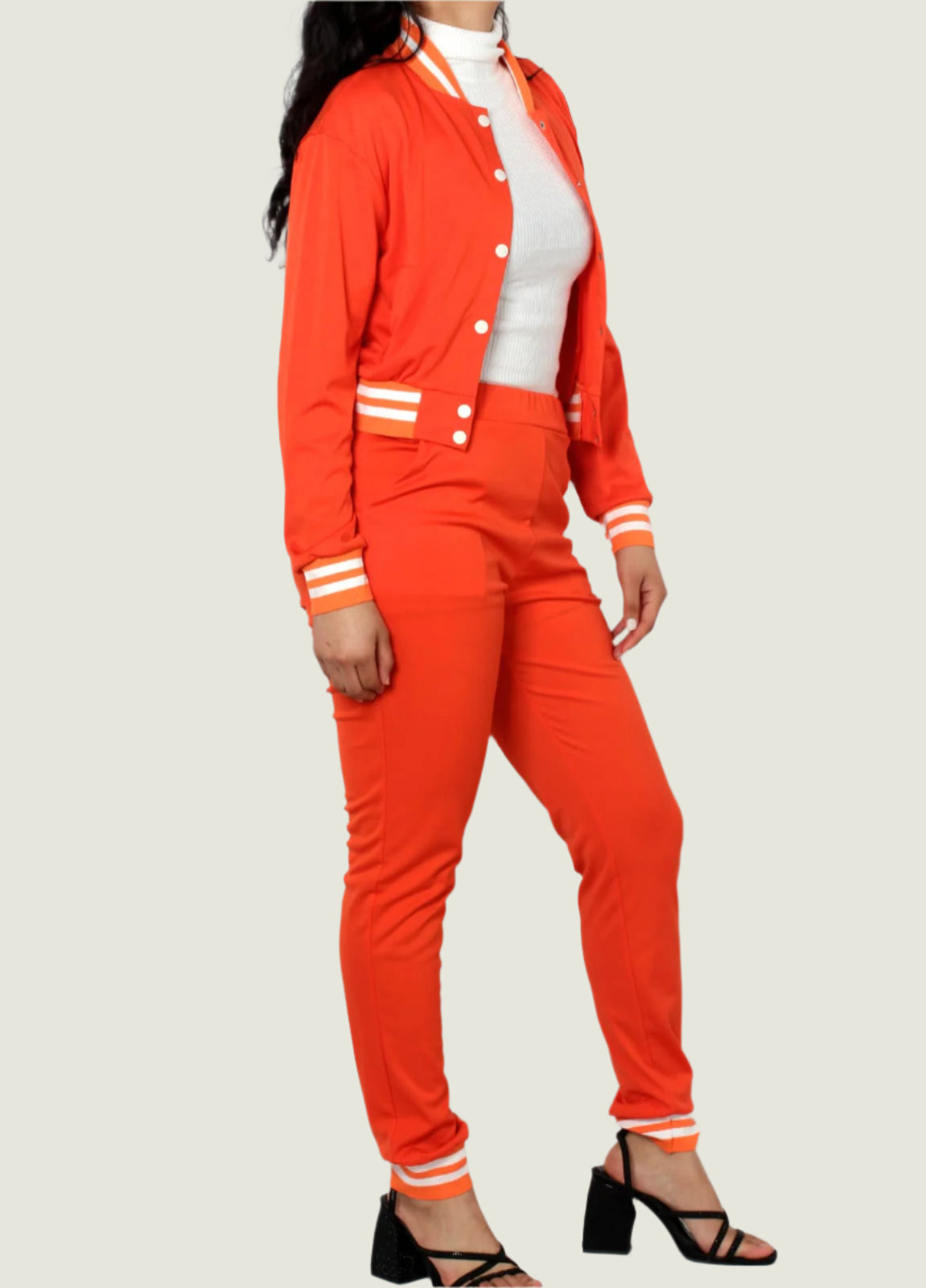 Crop Jacket With Tracksuit Two Piece Set