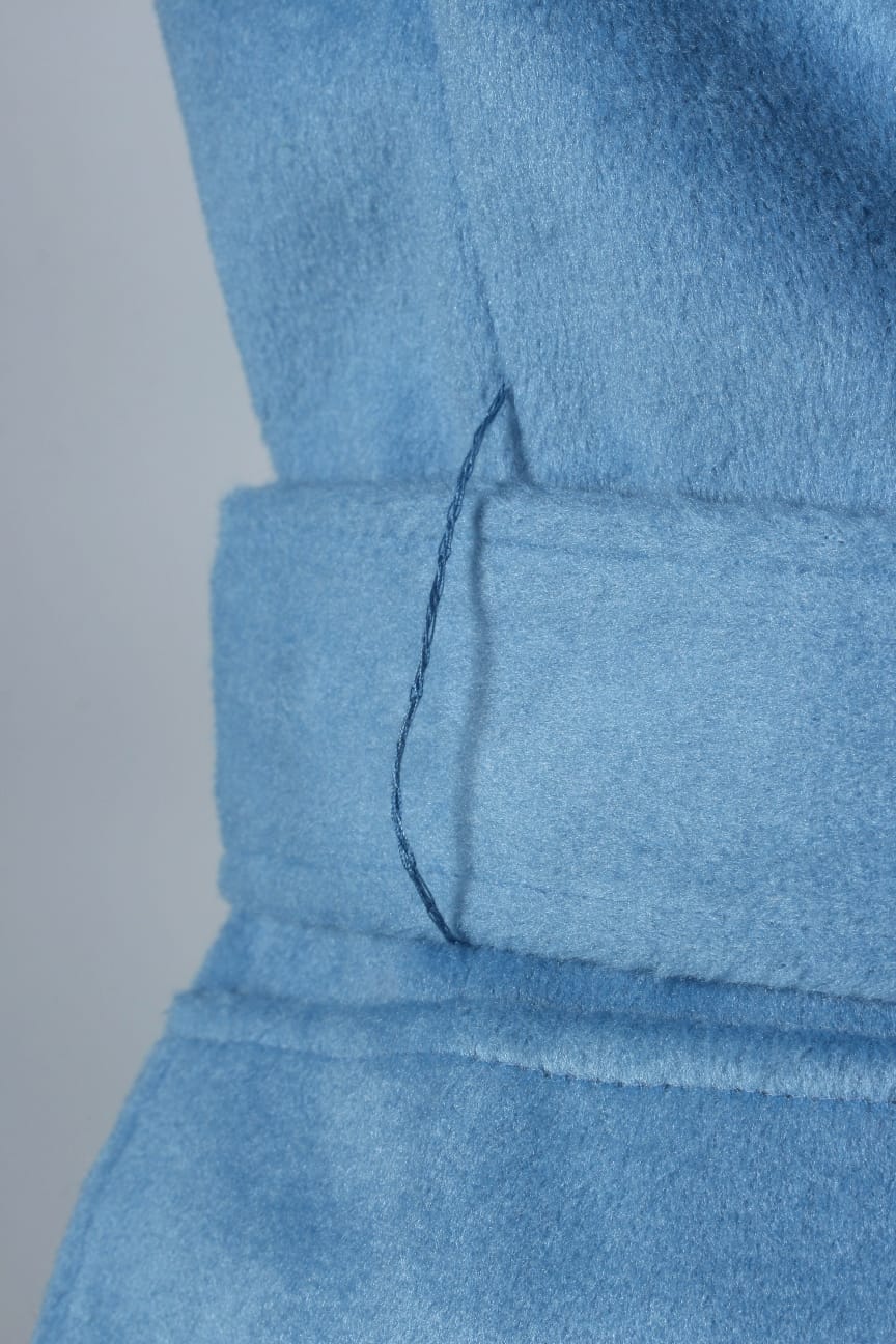 Women’s Sky Blue Belted Wool-Blend Coat –  Elegant Winter Outerwear