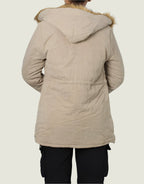Faux Fur-Lined Winter Parka Jacket with Hood