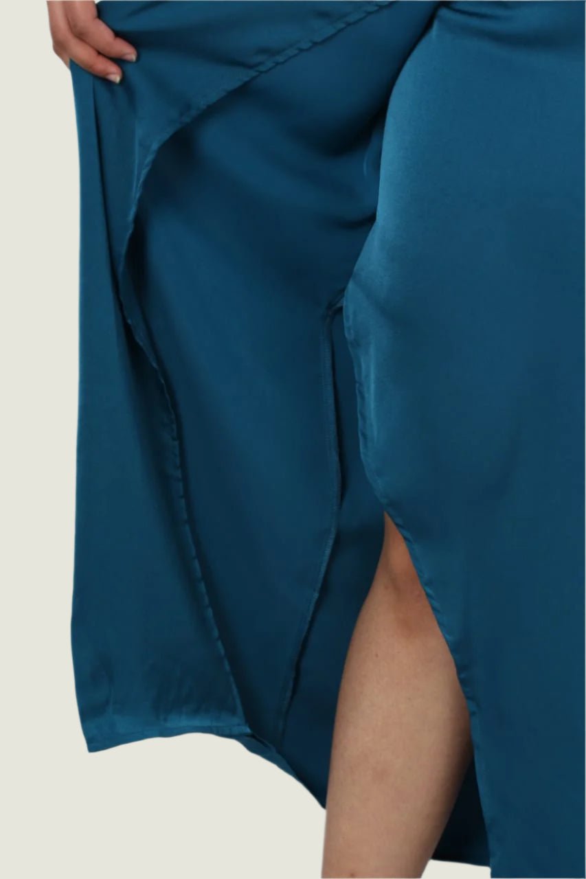 Elegant Satin Twist-Front Midi Dress - Party & Evening Wear