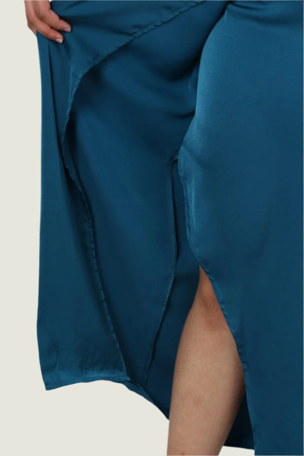 Elegant Satin Twist-Front Midi Dress - Party & Evening Wear