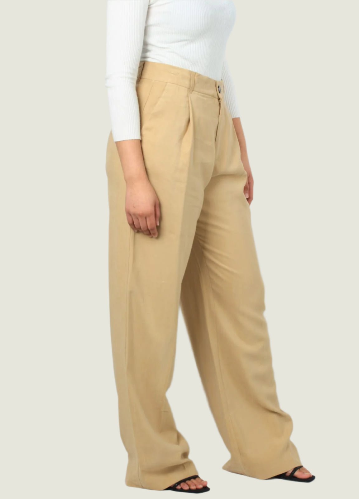 High-Waisted Camel Trousers – Wide Leg Pants for Women