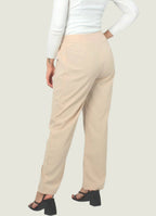High-Waisted Pleated Wide-Leg Trousers – Neutral Tones