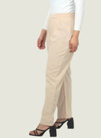 High-Waisted Pleated Wide-Leg Trousers – Neutral Tones