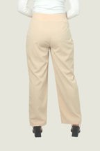 High-Waisted Pleated Wide-Leg Trousers – Neutral Tones